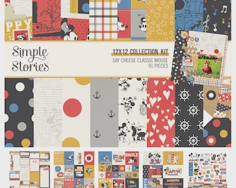Kit de papeles estampados para álbumes de recortes Simple Stories Say Cheese Classic Mouse 12x12 - Venta de liquidación