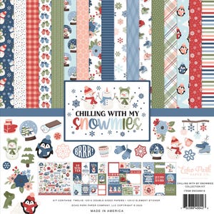 Echo Park Paper Chilling With My Snowmies 12x12 Scrapbook Pattern Paper Collection Kit - Destashing Sale