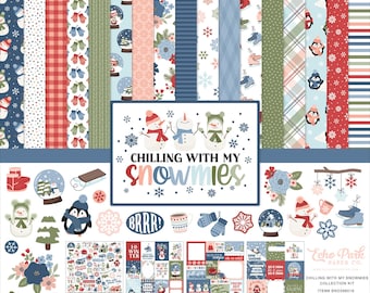 Kit de colección de papel con patrones para álbumes de recortes "Chilling With My Snowmies" de Echo Park Paper, 12 x 12 - Oferta de desmontaje