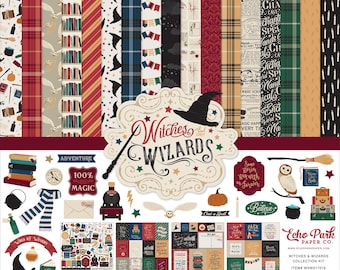 Kit de colección de papel con patrones de brujas y magos de Echo Park Paper, 12 x 12, para álbumes de recortes - Oferta de deshacer