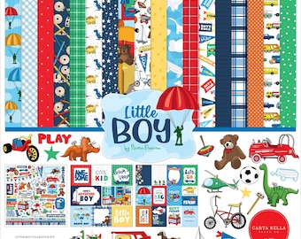 Echo Park Paper / Kit de colección de papel Carta Bella Little Boy de 12 x 12 para álbumes de recortes - Oferta de desmontaje