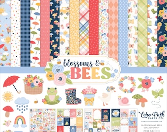 Kit de colección de papel con patrones de flores y abejas de Echo Park Paper, 12 x 12, para álbumes de recortes - Oferta de deshacer