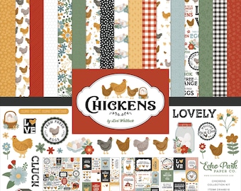 Kit de colección de cartulinas para álbumes de recortes Echo Park Paper Chickens de 12 x 12 - Oferta de Destash