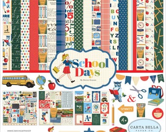 Kit de colección de papel para álbumes de recortes de 12 x 12 con diseño de días escolares de Echo Park Paper/Carta Bella - Oferta de deshacer