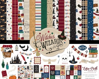 Kit de colección de papel con patrones para álbumes de recortes Echo Park Paper Witches & Wizards n.° 2 de 12 x 12 - Oferta de deshacer