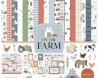Kit de colección de cartulinas para álbumes de recortes Echo Park Paper On The Farm de 12 x 12 - Oferta de Destash