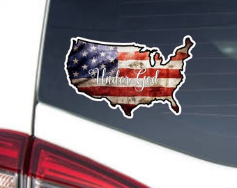 Under God USA Sticker- Decal- Car Decal- Stanley Sticker- Waterproof Vinyl