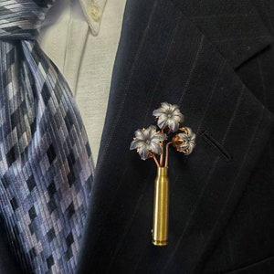 Single 9mm Bullet Flower Wedding Accessories Boutonniere Wedding Bouquet Bullet Slug Pendant Gun Gifts Freedom Seed Bullet Art image 9