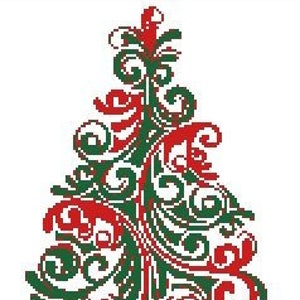 Christmas Tree Color Swirl Easy Cross Stitch Pattern