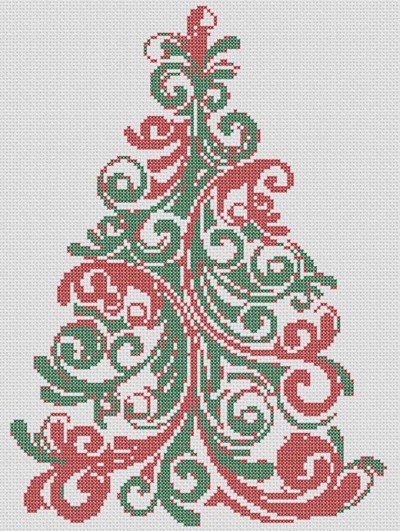 Download Christmas Tree Color Swirl Easy Cross Stitch Pattern | Etsy