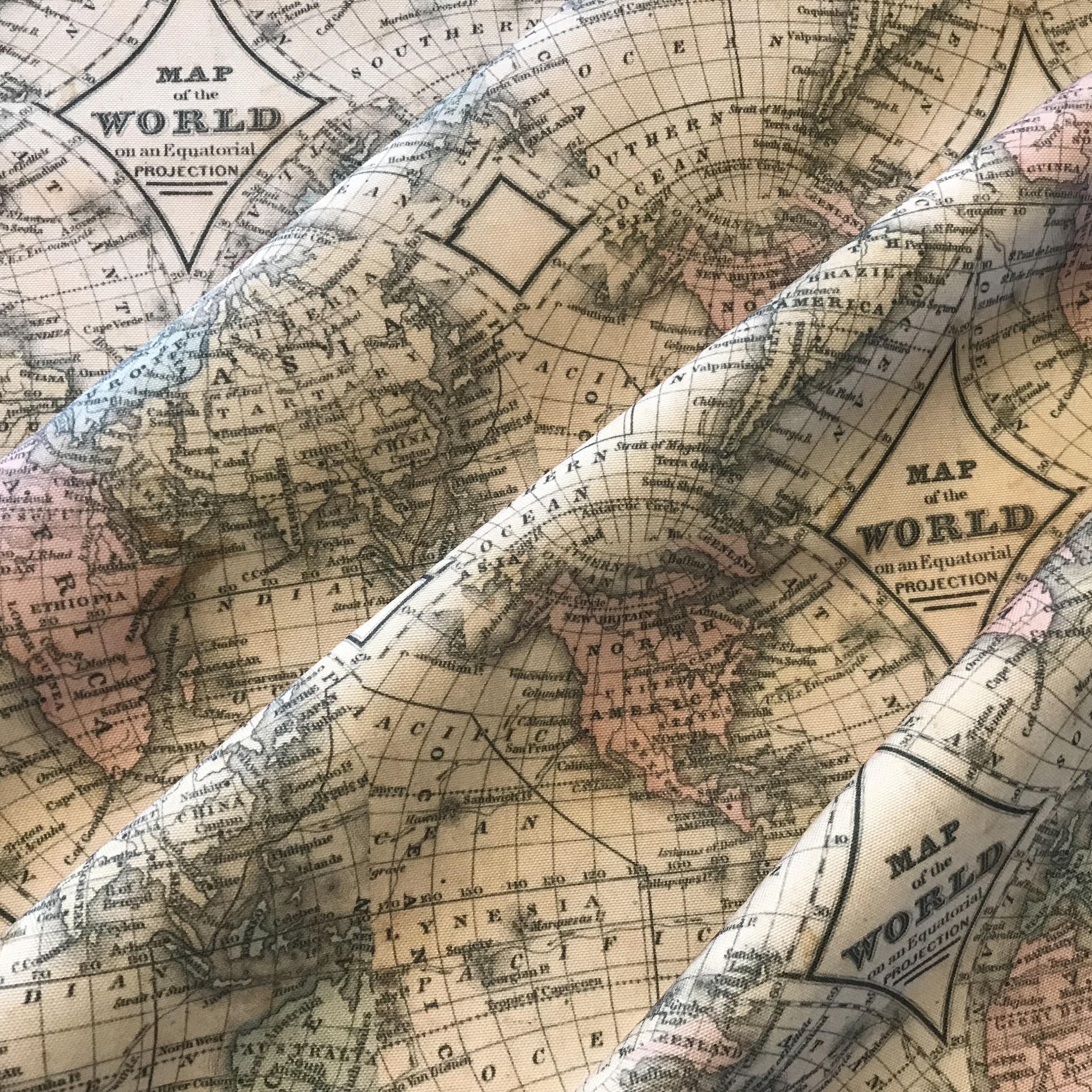 Old WORLD Map fabric BTY Cotton - Il Fullxfull.1362591474 9u63