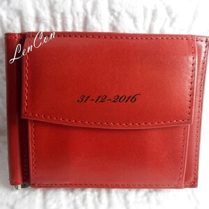 Portafoglio Fermasoldi ROSSO Porta Carte di Credito Porta Monete Artigianale Made in Italy Incisione del Nome Iniziali Personalizzato