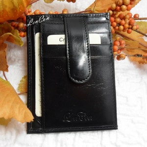 Portafoglio Porta Carte di Credito NERO Uomo - Donna Fatto a Mano  Made in Italy