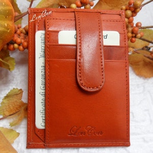 Portafoglio Porta Carte di Credito ARANCIO Uomo - Donna Fatto a Mano Personalizzato con Incisione del Nome. Made in Italy
