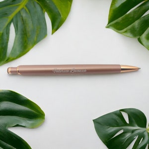 Penna a Sfera in Alluminio ROSA ANTICO con Apertura a CLIP Personalizzata con Incisione Gratis del Nome o di Iniziali