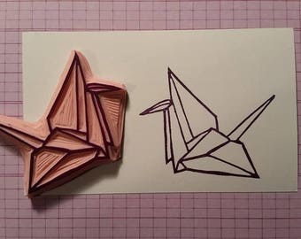 Origami Swan Hand Carved Rubber Stamp