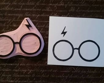 Harry Potter Glasses Hand Carved Rubber Stamp