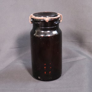 George W. Helme Co. New Jersey 1872 vintage tobacco snuff amber glass mason jar, 19th century, 1800&#39;s