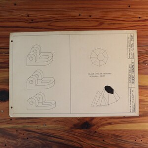 Original blau Druck Set orthographische Projektion und schräge Zeichnungen 1947 Vintage authentisch