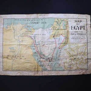 1903 Map of Egypt and the Sinai Peninsula illustrating the journeyings of the Israelites, American Sunday school union, vintage, original