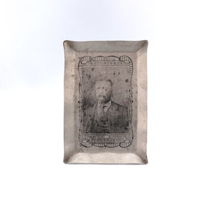 Antique President Theodore Roosevelt ashtray | coin/pocket change tray | teddy Roosevelt campaign memorabilia | tobacciana