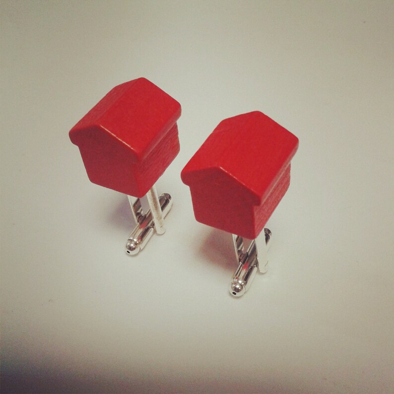 Deluxe Monopoly Hotel/House Cufflinks/Keyring Ideal gift for the estate agent in your life image 3