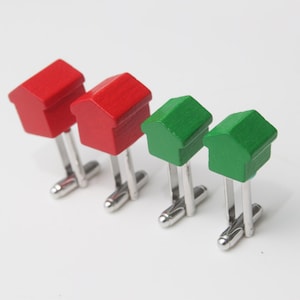 Deluxe Monopoly Hotel/House Cufflinks/Keyring Ideal gift for the estate agent in your life image 1