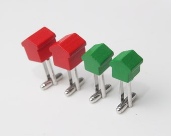 Deluxe Monopoly Hotel/House Cufflinks/Keyring - Ideal gift for the estate agent in your life!