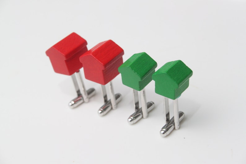 Deluxe Monopoly Hotel/House Cufflinks/Keyring Ideal gift for the estate agent in your life image 1