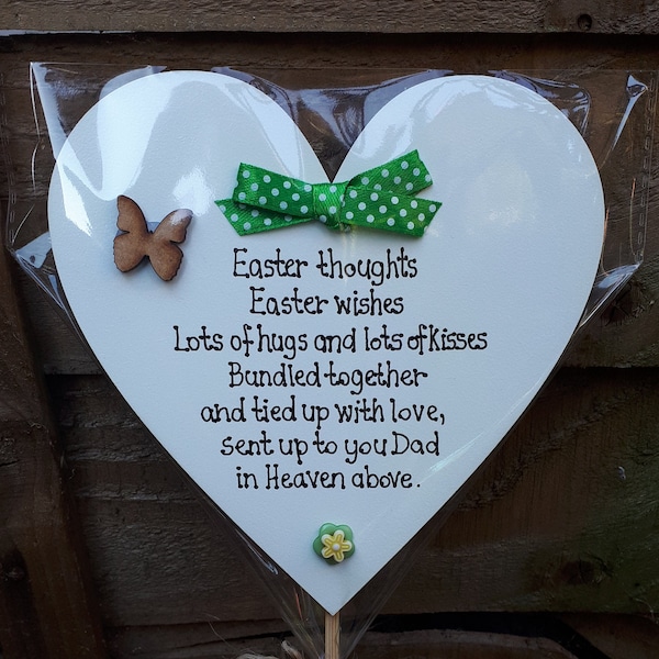 Easter Grave Ornament, funeral, Waterproof Handmade Personalised Memorial Heart