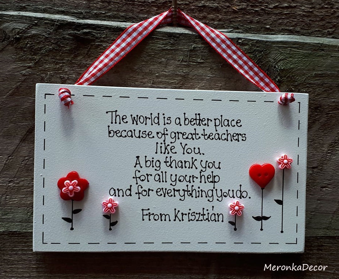 Teacher Thank You Personalised Handmade Nursery School Gift. End of the ...