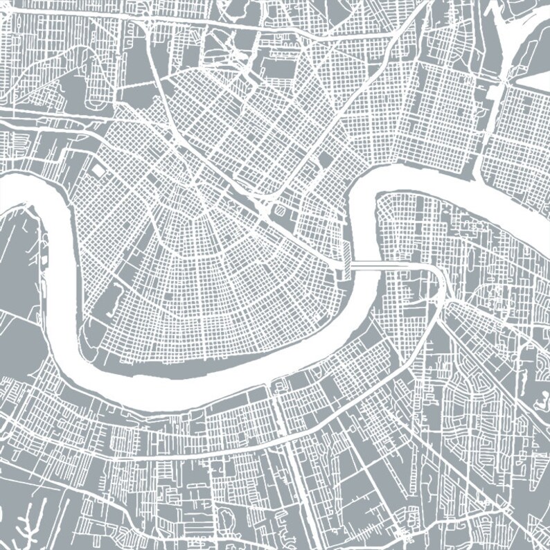 Map of New Orleans large canvas city maps street map Etsy