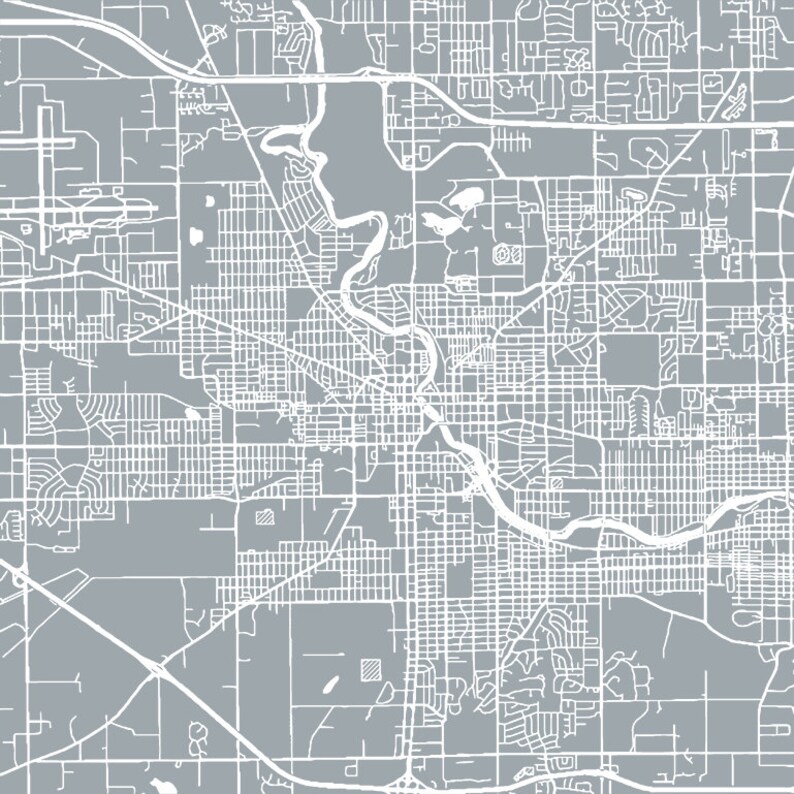 Map of South Bend Large Canvas City Maps Street Map Etsy