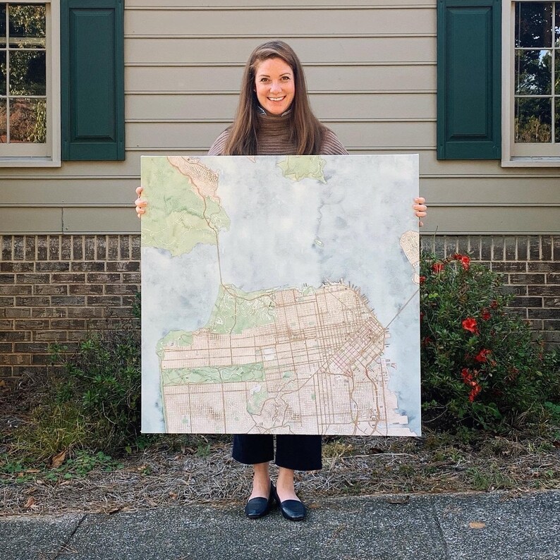 Memphis City Map Poster Large Canvas Watercolor Map Art - Etsy