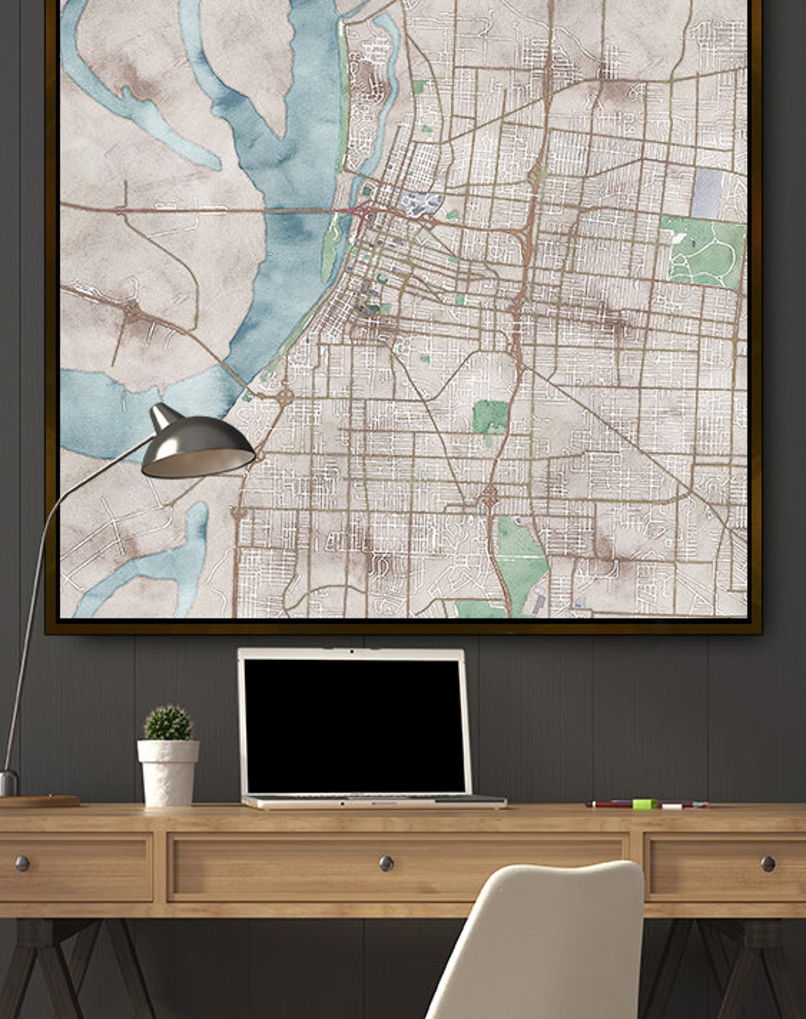Memphis City Map Poster Large Canvas Watercolor Map Art - Etsy