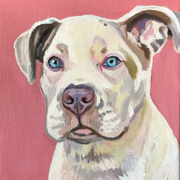 Custom Pet Portrait Painting- Acrylic Pet Portrait from Photo on 6x6 Canvas Makes Ideal Gift for Pet Owner