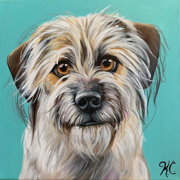 Custom Pet Portrait Painting- Acrylic Pet Portrait from Photo on 12x12 Canvas Makes Ideal Gift for Pet Owner