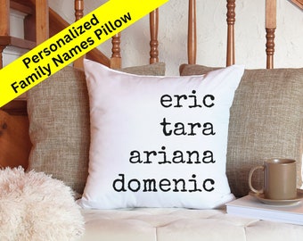 Personalized Family Names Throw Pillow – Custom Housewarming Gift