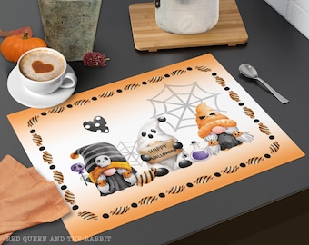 Halloween Gnome Placemats | Halloween Unique Fall Home Decor | Fun Halloween Party Decor