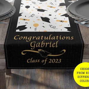 Personalized Graduation Table Runner | Graduation Decorations 2023 | Grad Party Table Décor Centerpiece