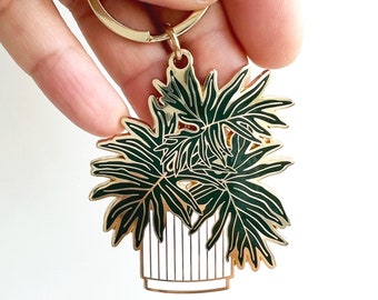 Split-Leaf Philodendron Plant Keychain | Cute Plant Keychain | Planter Keychain | Key Fob | Key Ring | Gift for Her | Plant Lady Accessory