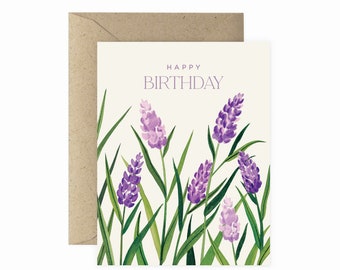 Lavender Field Happy Birthday Greeting Card | Happy Birthday Card | Plant Lover Card | Plant Lady Card | Plant Card | Plant Lover