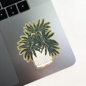 Split-Leaf Philodendron Plant Sticker | Plant Lover Sticker |  Metallic Die Cut Sticker | Weatherproof Sticker | Laptop Sticker