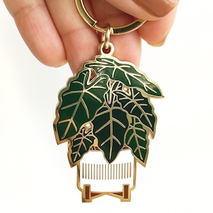 Alocasia Enamel Keychain / Cute Plant Keychain / Planter Keychain / Key Fob / Portachiavi / Regalo per lei / Plant Lady Accessorio / Giardiniere