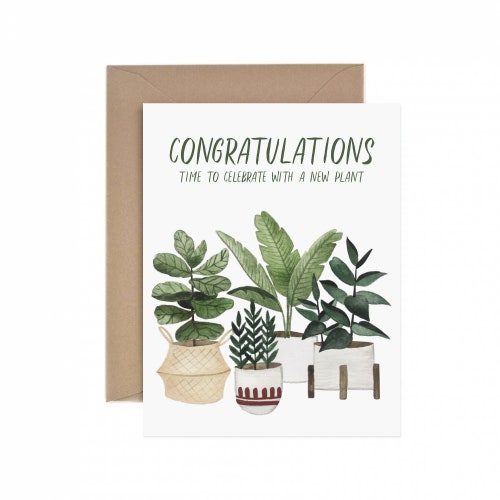 Congratulations New Plant Greeting Card Plant Lady Card Etsy