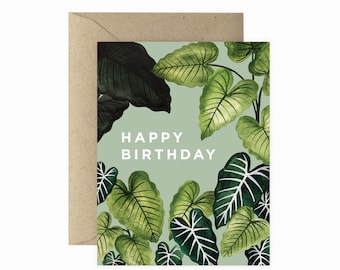 Alocasia Happy Birthday Greeting Card | Happy Birthday Card | Plant Lover Greeting Card | Plant Lady Card | Plant Card | Plant Lover