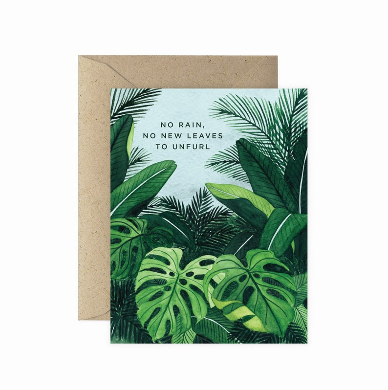 No Rain Sympathy Greeting Card Get Well Soon Greeting Card Plant Sympathy Card Cute Greeting Card Plant Lady Card Modern Card image 1