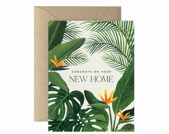 New Home Tropical Greeting Card | Housewarming Greeting Card  | Plant Lady Card | Plant Card | Congratulations Card | Plant Lover