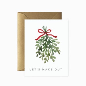 Let's Make Out Christmas Card Funny Christmas Card Funny Holiday Card Mistletoe Card Holiday Card Christmas Greeting Card 画像 1