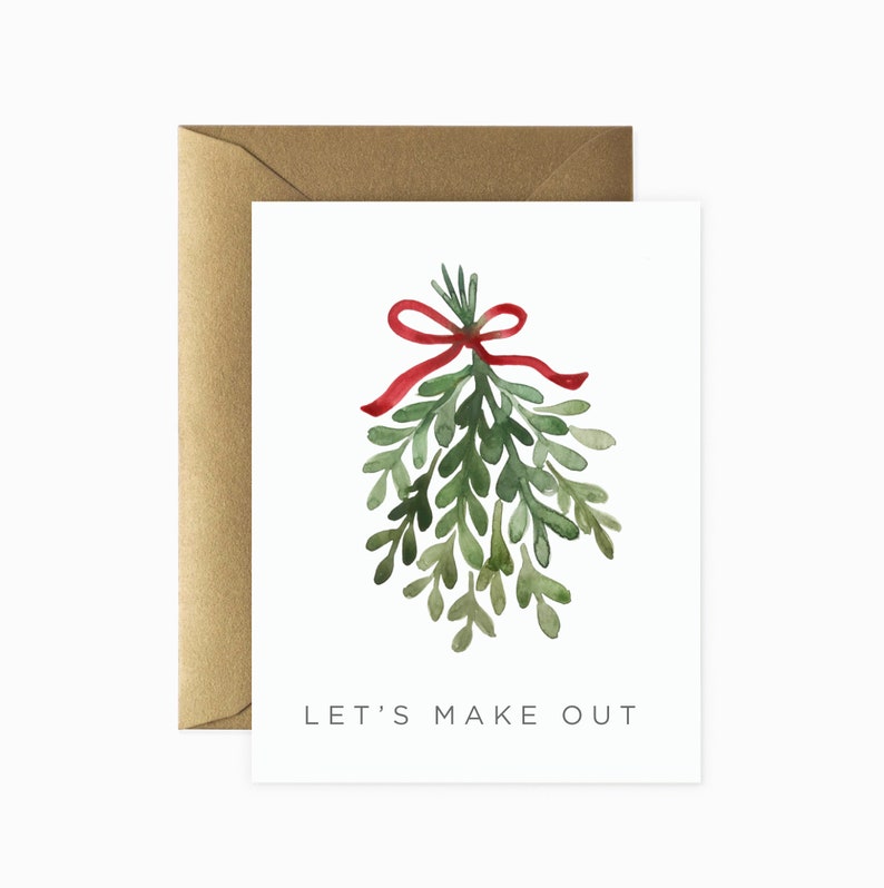 Let's Make Out Christmas Card Funny Christmas Card Funny Holiday Card Mistletoe Card Holiday Card Christmas Greeting Card 画像 1